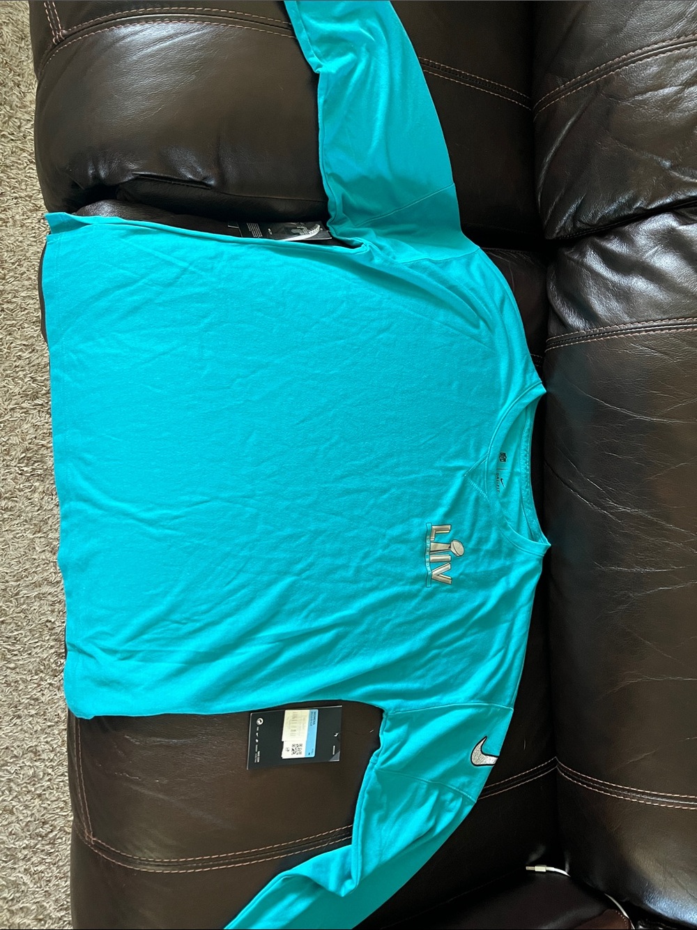 NWT Nike Teal Long Sleeve Super Bowl LIV Logo Tee
